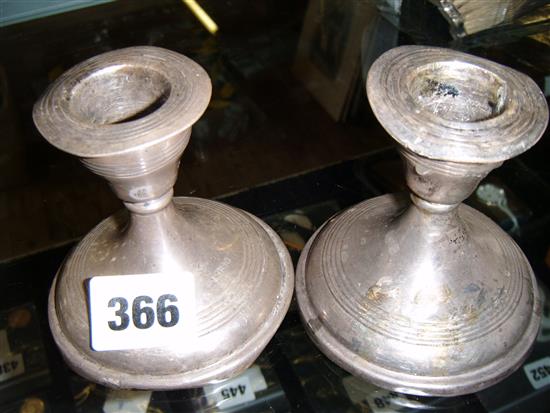 Pair squat silver candlesticks